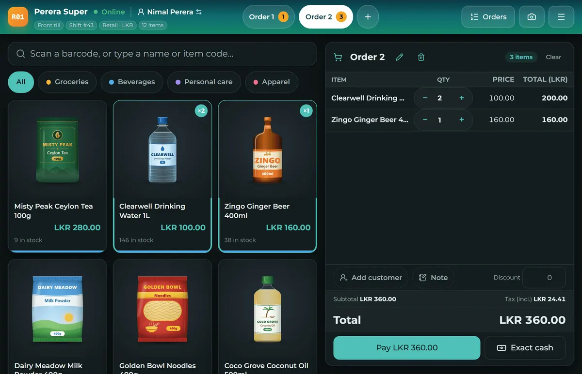 Sevo Biz App: a till your cashiers learn in minutes: tap a photo, take the money, done.